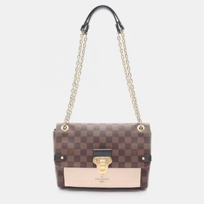 Pre-owned Louis Vuitton Vavin Pm Cream Damier Ebene Shoulder Bag In Brown