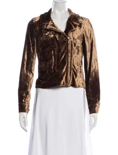 Pre-owned Louis Vuitton Velour Biker Jacket In Brown