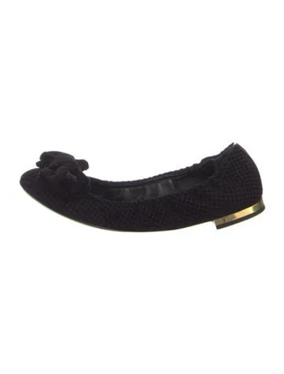 Pre-owned Louis Vuitton Velvet Bow Accents Ballet Flats In Multi