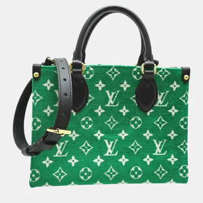 Pre-owned Louis Vuitton Velvet Green Lv Match On The Go Pm Handbag
