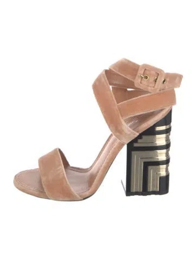 Pre-owned Louis Vuitton Velvet Sandals In Neutrals