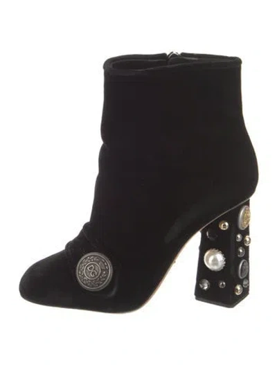 Pre-owned Louis Vuitton Velvet Studded Accents Boots In Black