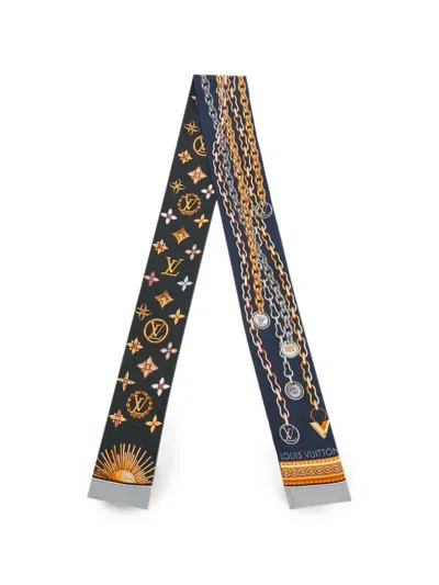 Pre-owned Louis Vuitton Vendôme-print Bandeau Scarf In Blue