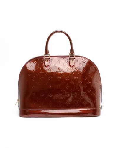 Pre-owned Louis Vuitton Vernis Alma Gm Bag In Burgundy