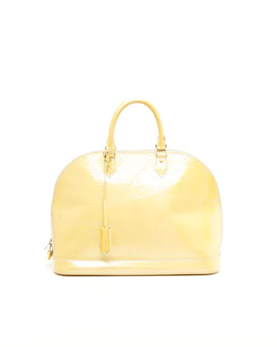 Pre-owned Louis Vuitton Vernis Alma Gm Bag In Yellow