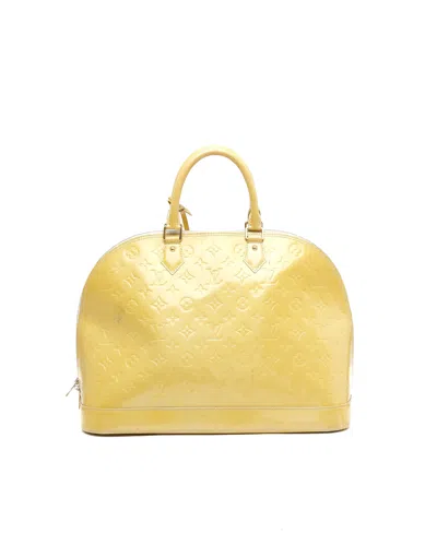 Pre-owned Louis Vuitton Vernis Alma Gm Bag In Yellow