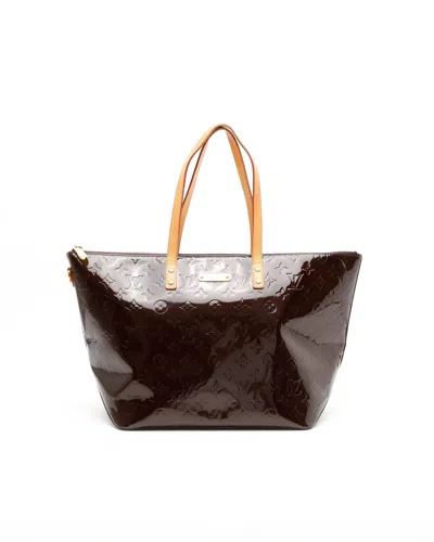 Pre-owned Louis Vuitton Vernis Bellevue Gm Bag In Burgundy