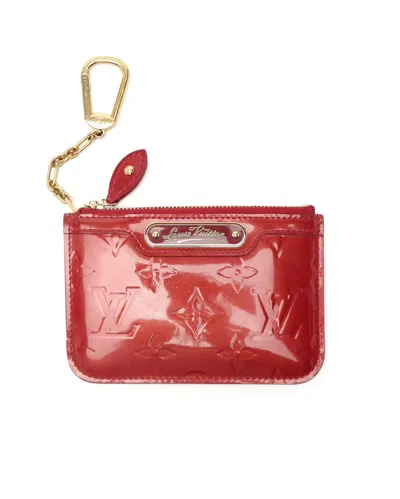 Pre-owned Louis Vuitton Vernis Coin Purse In Red