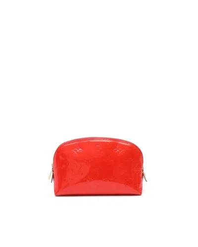 Pre-owned Louis Vuitton Vernis Cosmetic Pouch In Red