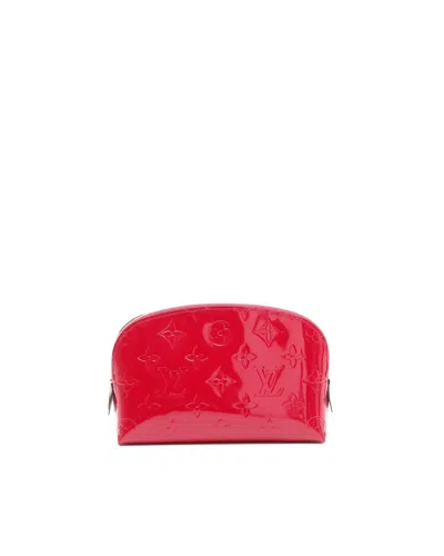 Pre-owned Louis Vuitton Vernis Cosmetic Pouch In Red