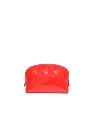 Pre-owned Louis Vuitton Vernis Cosmetic Pouch In Red