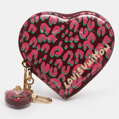 Pre-owned Louis Vuitton Vernis Leather Limited Edition Stephen Sprouse Heart Coin Purse In Multi