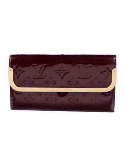 Pre-owned Louis Vuitton Vernis Patent Leather Rossmore Wallet In Red