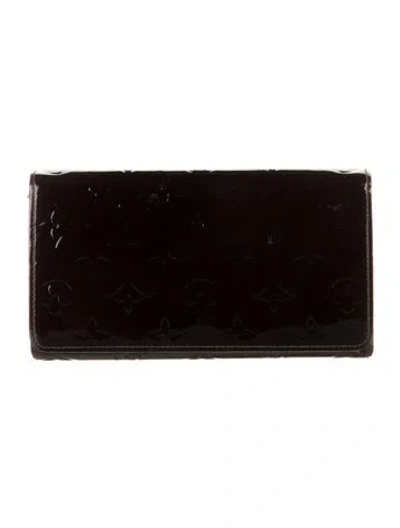 Pre-owned Louis Vuitton Vernis Patent Leather Wallet In Black