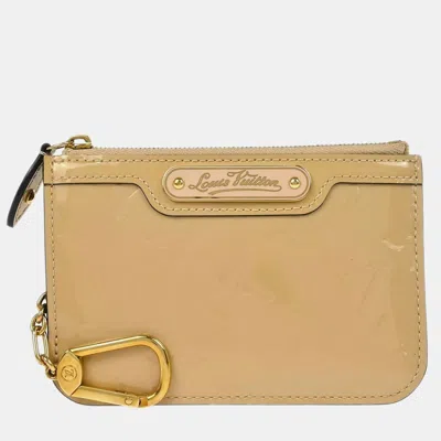 Pre-owned Louis Vuitton Vernis Pochette Cles Nm Coin Purse Wallet In Beige