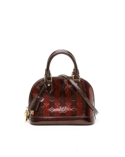 Pre-owned Louis Vuitton Vernis Rayures Alma Bb Bag In Burgundy