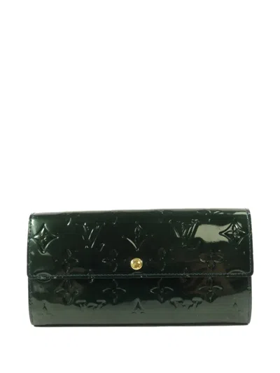 Pre-owned Louis Vuitton Vernis Sarah Monogram Wallet In Green