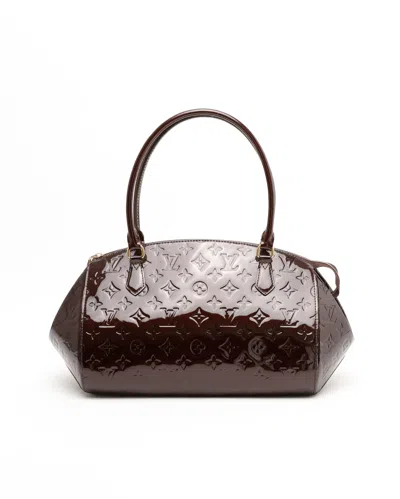 Pre-owned Louis Vuitton Vernis Sherwood Gm Bag In Burgundy