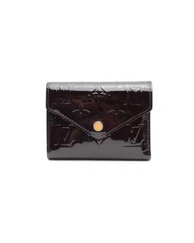 Pre-owned Louis Vuitton Vernis Victorine Wallet In Burgundy