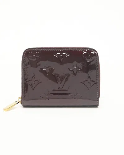 Pre-owned Louis Vuitton Vernis Zippy Coin Purse In Burgundy