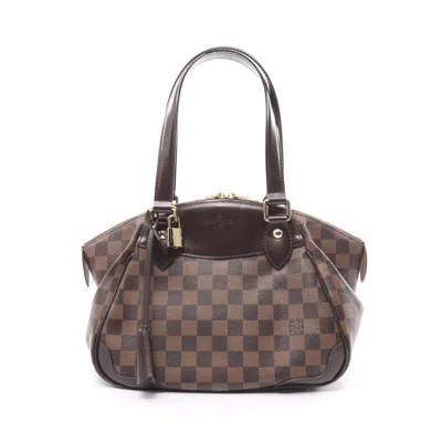 Pre-owned Louis Vuitton Verona Pm Damier Ebene Shoulder Bag Pvc Leather Brown
