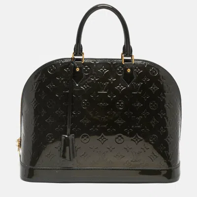 Pre-owned Louis Vuitton Vert Bronze Monogram Vernis Alma Gm Bag In Green