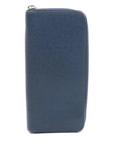 Pre-owned Louis Vuitton Vertical Leather Wallet In Blue