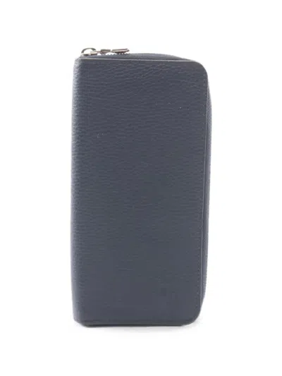 Pre-owned Louis Vuitton Vertical Leather Wallet In Blue
