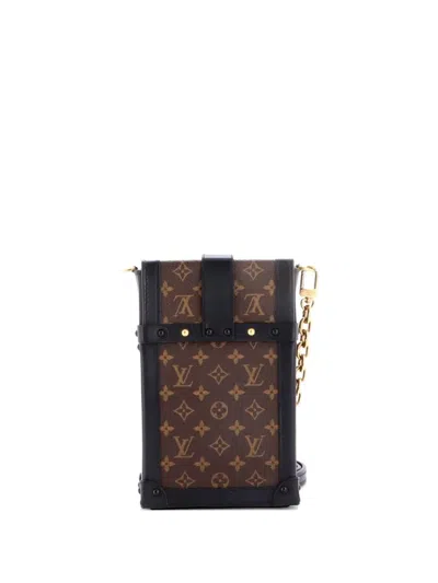 Pre-owned Louis Vuitton Vertical Trunk Pochette Monogram Canvas Crossbody Bag In Black