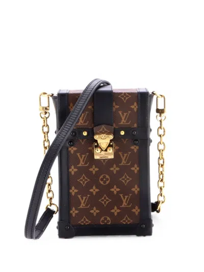 Pre-owned Louis Vuitton Vertical Trunk Pochette Monogram Canvas Crossbody Bag In Black