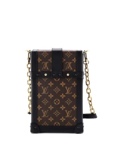 Pre-owned Louis Vuitton Vertical Trunk Pochette Monogram Canvas Crossbody Bag In Brown