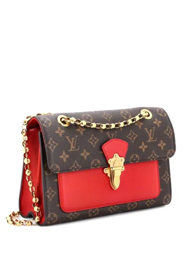 Pre-owned Louis Vuitton Victoire Handbag Monogram Canvas And Leather Shoulder Bag In Brown