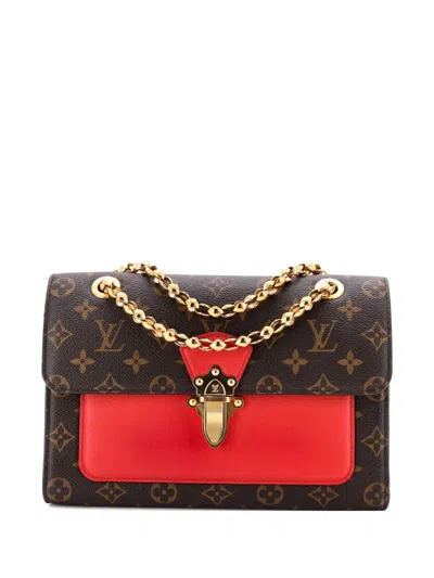 Pre-owned Louis Vuitton Victoire Handbag Monogram Canvas And Leather Shoulder Bag In Brown