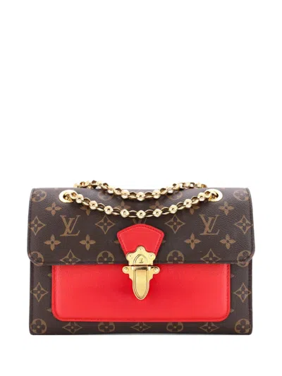 Pre-owned Louis Vuitton Victoire Handbag Monogram Canvas And Leather Shoulder Bag In Brown