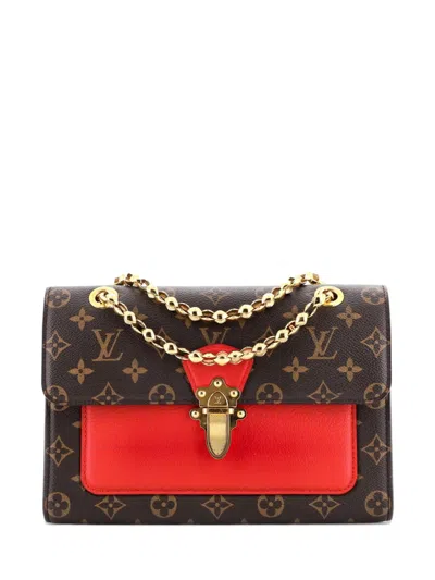 Pre-owned Louis Vuitton Victoire Handbag Monogram Canvas And Leather Shoulder Bag In Brown