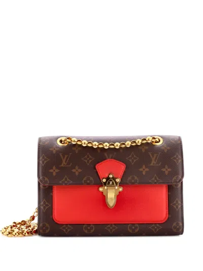 Pre-owned Louis Vuitton Victoire Handbag Monogram Canvas And Leather Shoulder Bag In Brown