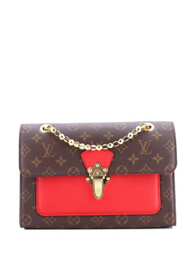 Pre-owned Louis Vuitton Victoire Handbag Monogram Canvas And Leather Shoulder Bag In Red