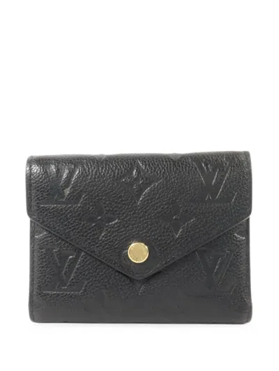 Pre-owned Louis Vuitton Victorine Monogram Empreinte Trifold Wallet In Black
