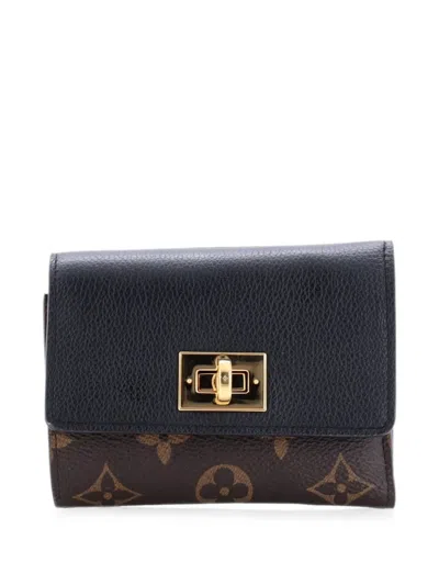 Pre-owned Louis Vuitton Victorine On My Side Wallet Leather And Monogram Canvas Small Wallets In Black