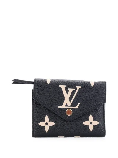 Pre-owned Louis Vuitton Victorine Wallet Bicolor Monogram Empreinte Giant Small Wallets In Black