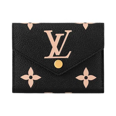 Pre-owned Louis Vuitton Victorine Wallet 'black/beige Monogram Embossed Empreinte Cowhide Leather' | Women's S