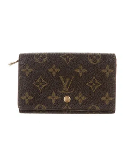 Pre-owned Louis Vuitton Vintage 1991 Porte-monnaie Tresor Wallet In Brown