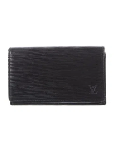 Pre-owned Louis Vuitton Vintage 1998 Porte-monnaie Tresor Wallet In Black