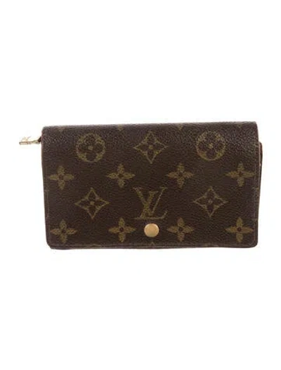 Pre-owned Louis Vuitton Vintage 1998 Porte-monnaie Tresor Wallet In Brown