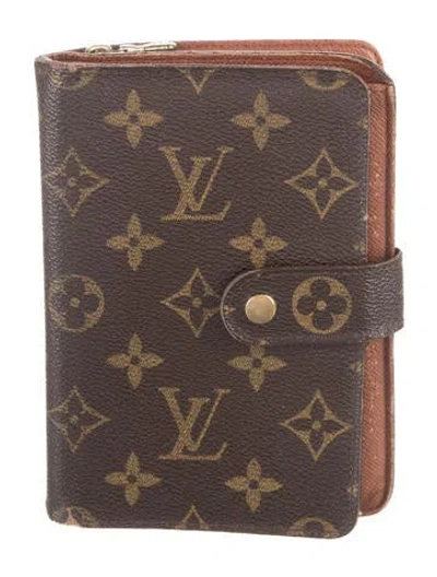 Pre-owned Louis Vuitton Vintage 1999 Porte-papier Zippé Wallet In Brown