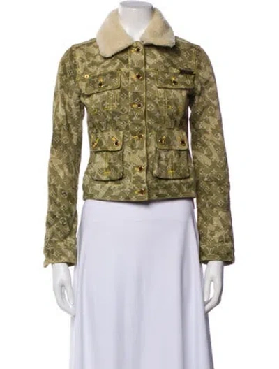 Pre-owned Louis Vuitton Vintage 2008 Faux Fur Jacket In Green
