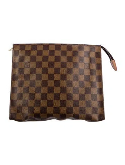Pre-owned Louis Vuitton Vintage Damier Ebene 1896-1996 Edition Centenaire Toiletry Pouch 26 In Brown