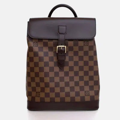 Pre-owned Louis Vuitton Vintage Damier Ebene Soho Backpack In Brown