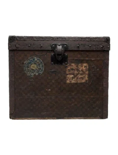 Pre-owned Louis Vuitton Vintage Damier Ebene Steamer Trunk In Brown