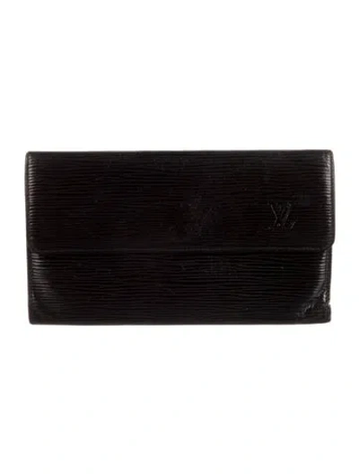 Pre-owned Louis Vuitton Vintage Epi Leather Porte Trésor International Wallet In Black